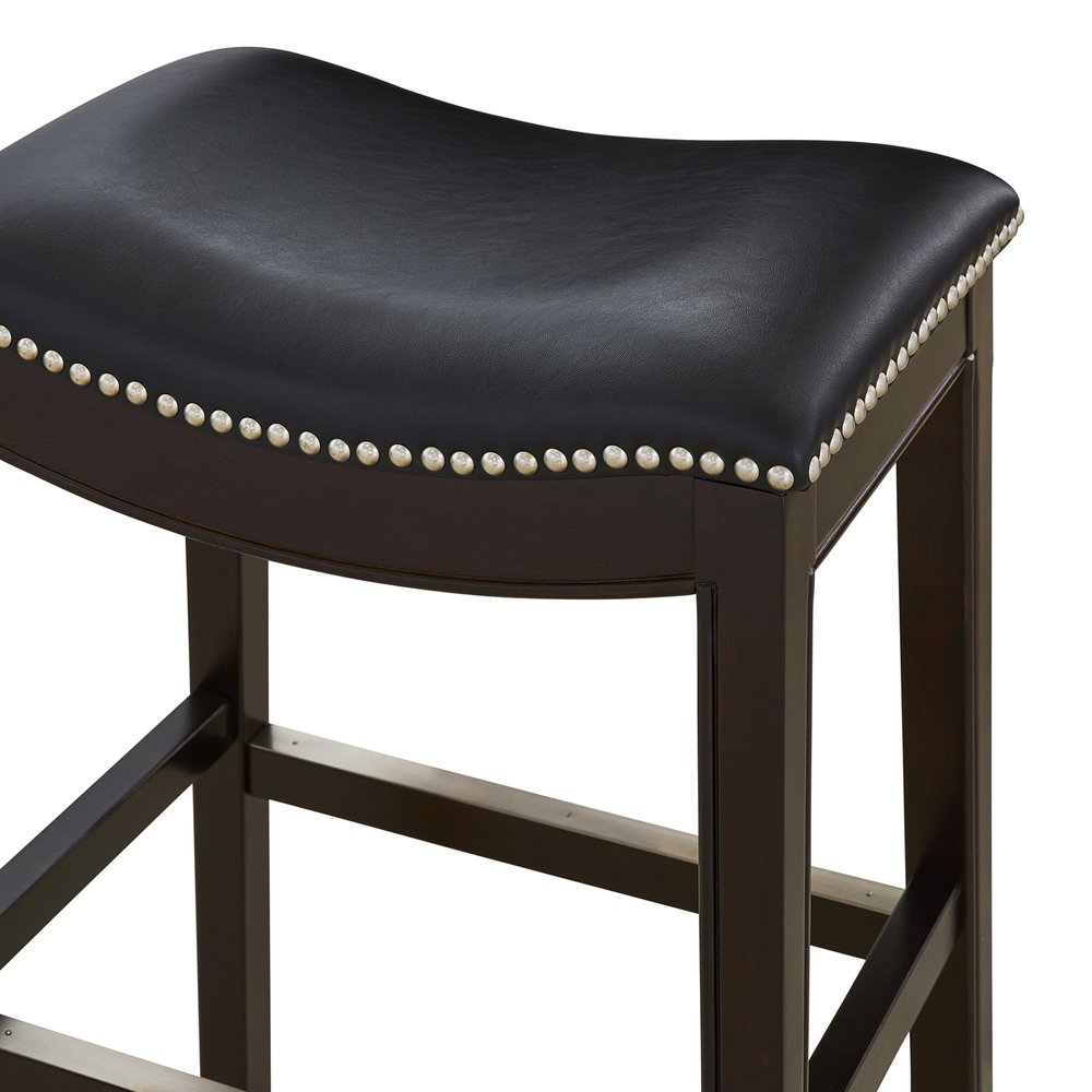 26" Black and Espresso Solid Wood Backless Counter Height Bar Chair