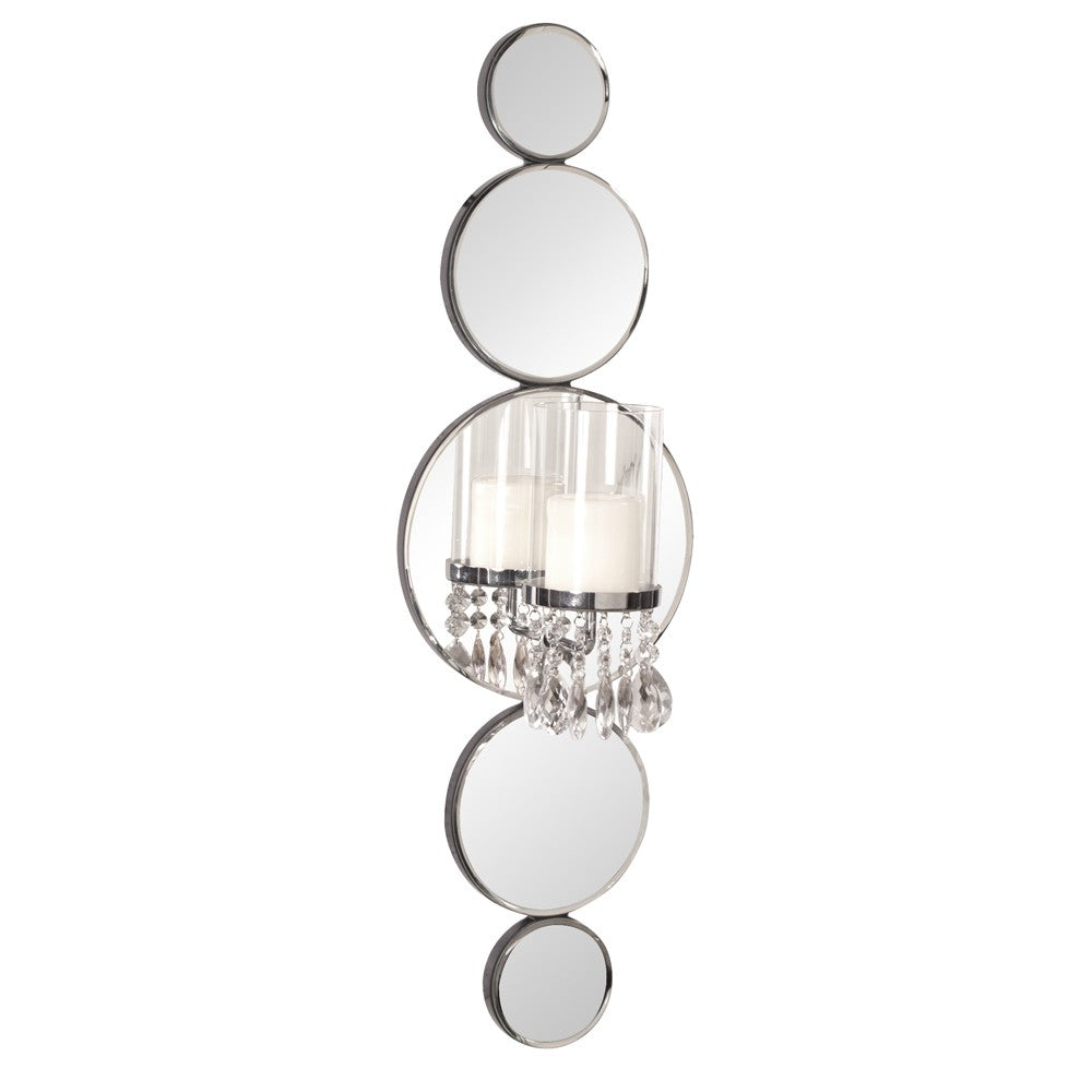 Silver and Clear Modern Bling Mirrored Wall Sconce