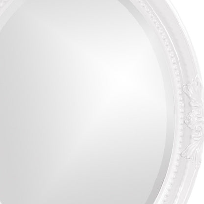 Oval Mirror In A Glossy White Wood Frame