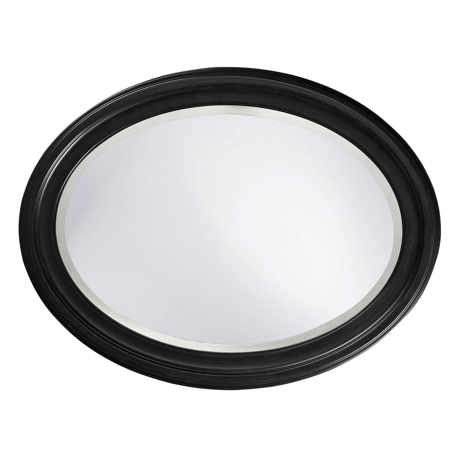 Oval Shaped Black Wood Frame Mirror