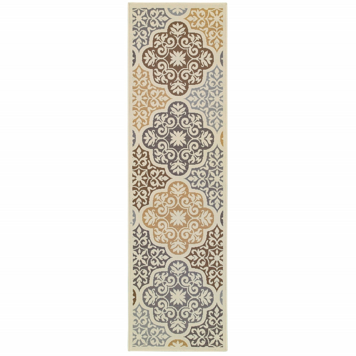 Gray and Ivory Moroccan Indoor Outdoor Area Rug