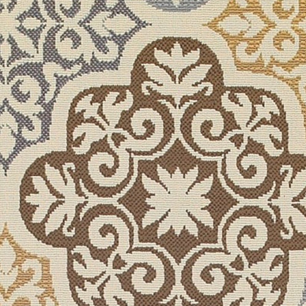 Gray and Ivory Moroccan Indoor Outdoor Area Rug