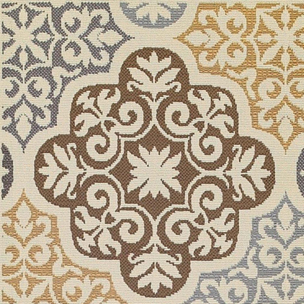 Gray and Ivory Moroccan Indoor Outdoor Area Rug