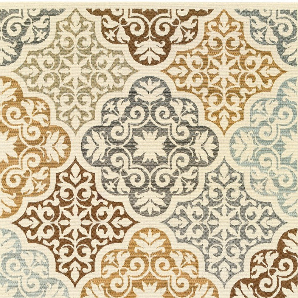 Gray and Ivory Moroccan Indoor Outdoor Area Rug