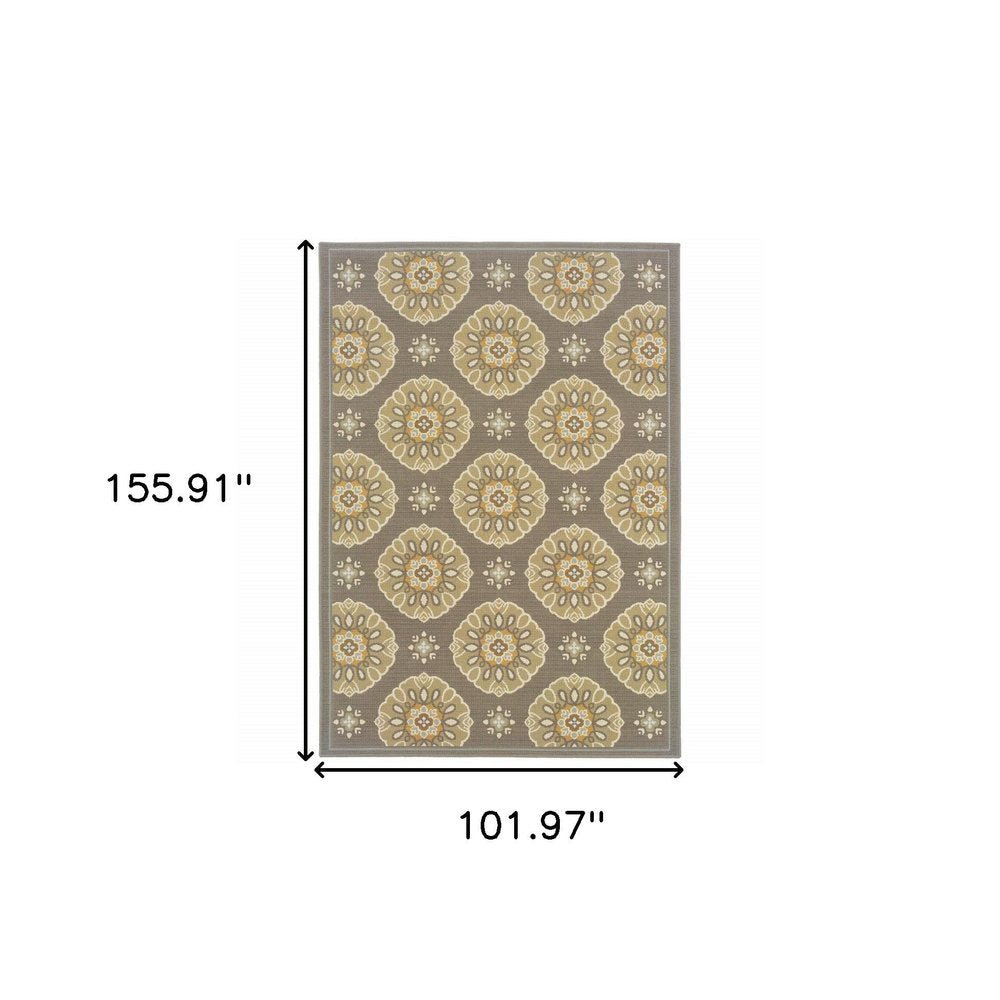8' X 13' Gray Moroccan Indoor Outdoor Area Rug