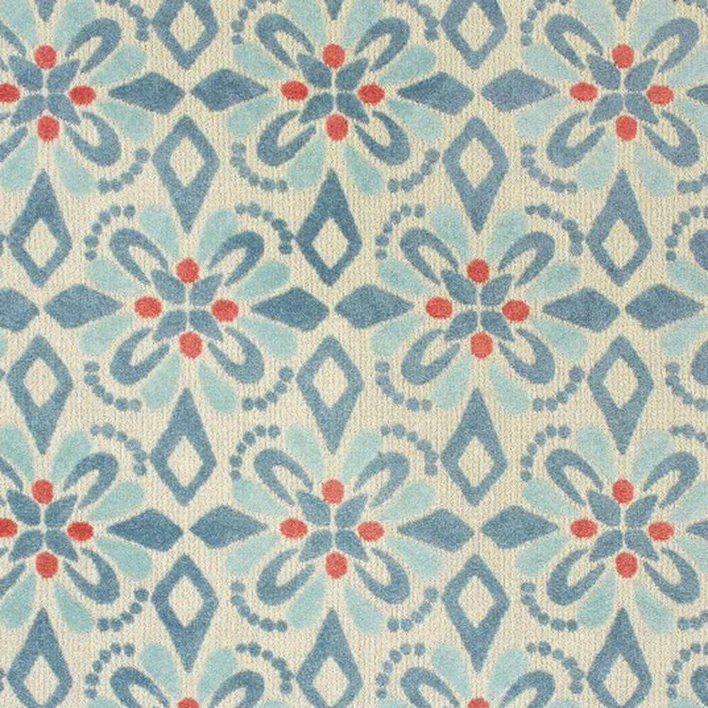 7' x 10' Blue and Ivory Moroccan Indoor Outdoor Area Rug