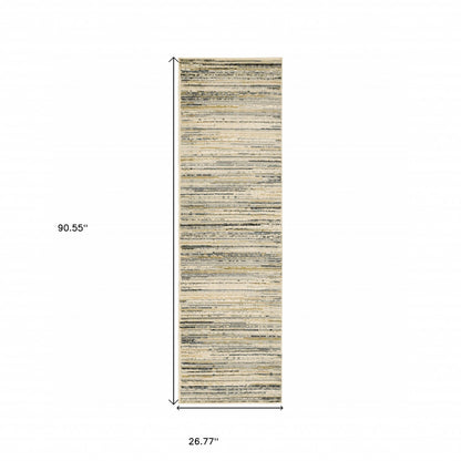 6' X 9' Ivory Sage Abtract Lines Indoor Area Rug