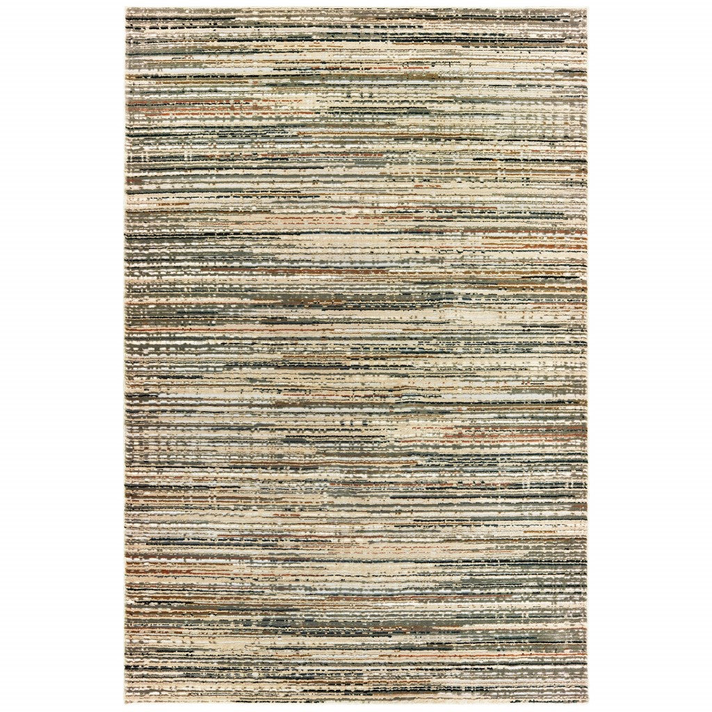 6' X 9' Ivory Sage Abtract Lines Indoor Area Rug