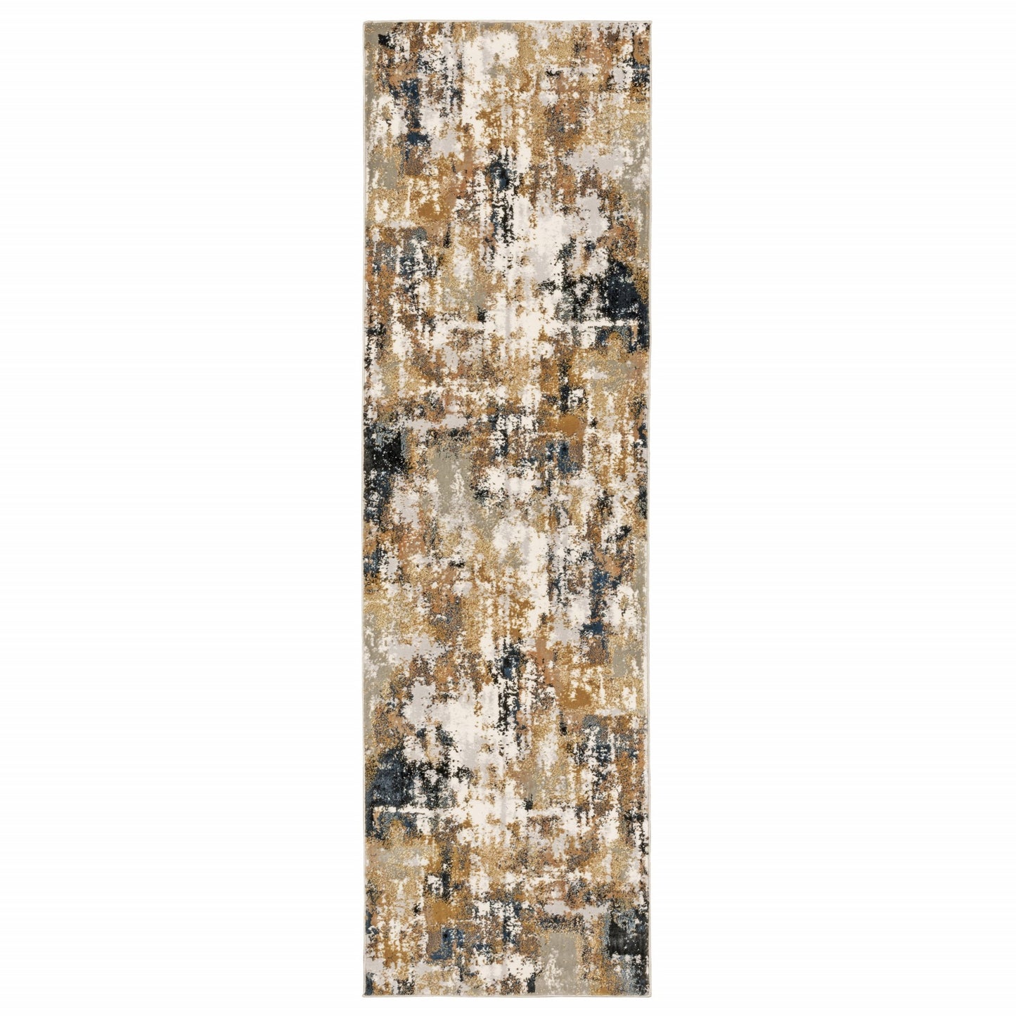 5' X 8' Ivory Gray Abstract Sectors Indoor Area Rug