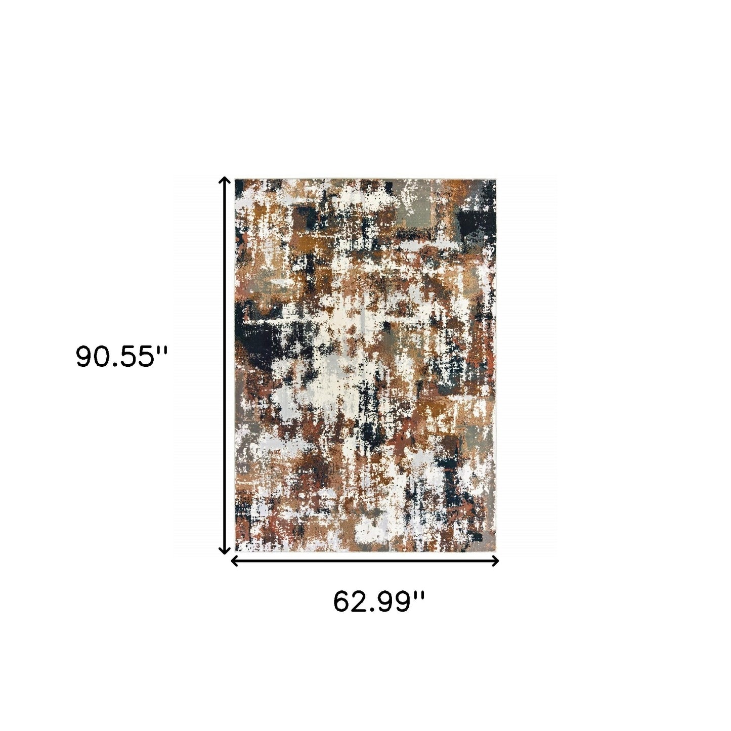 5' X 8' Ivory Gray Abstract Sectors Indoor Area Rug