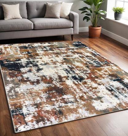 8' Ivory Gray Abstract Sectors Indoor Runner Rug