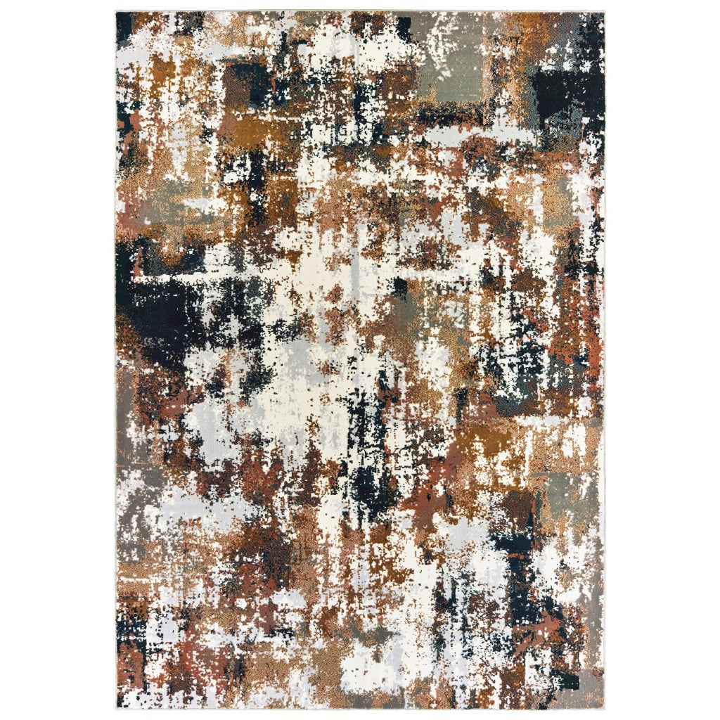 5' X 8' Ivory Gray Abstract Sectors Indoor Area Rug