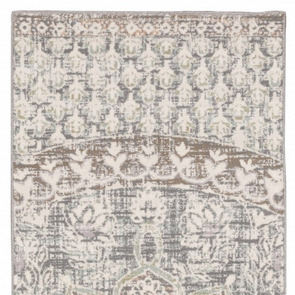 7' X 10' Ivory Grey Distresed Oversize Medallion Indoor Area Rug