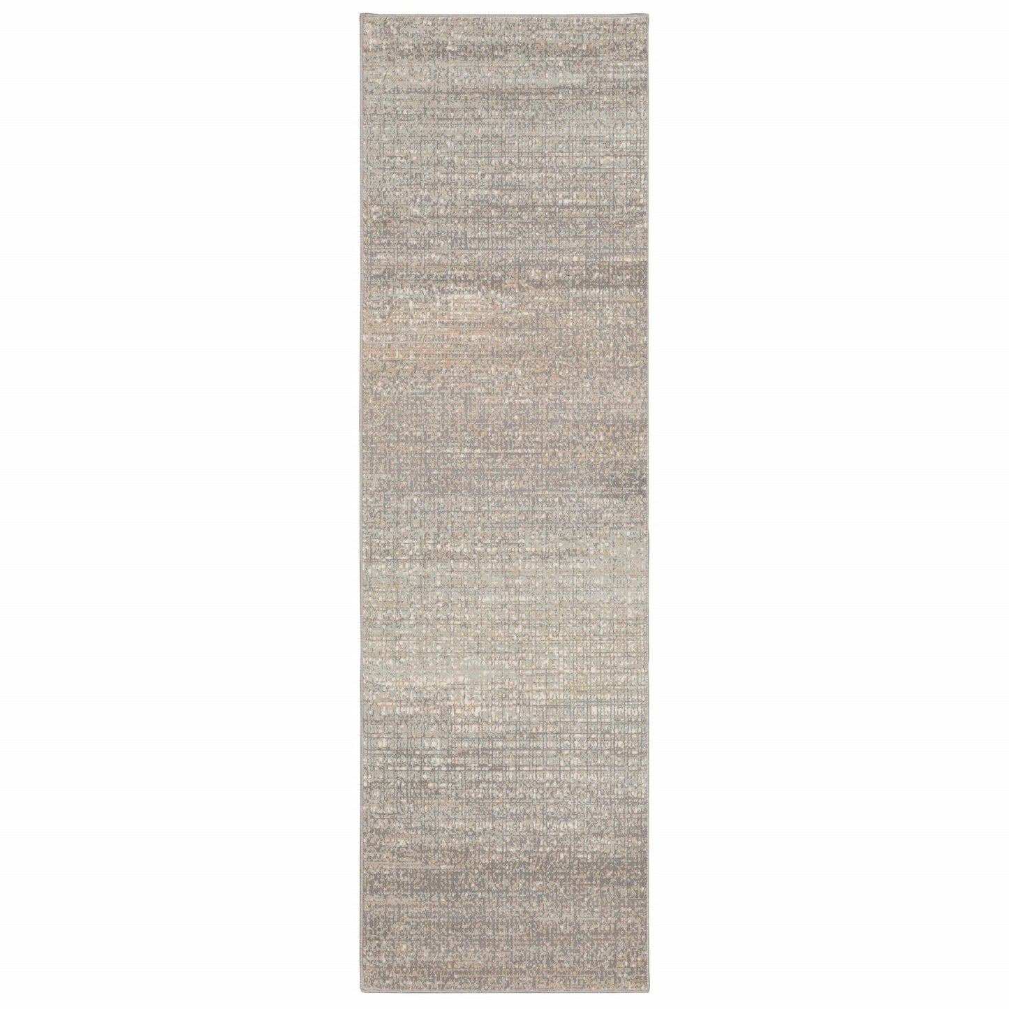 10' X 13' Gray And Green Abstract Distressed Area Rug