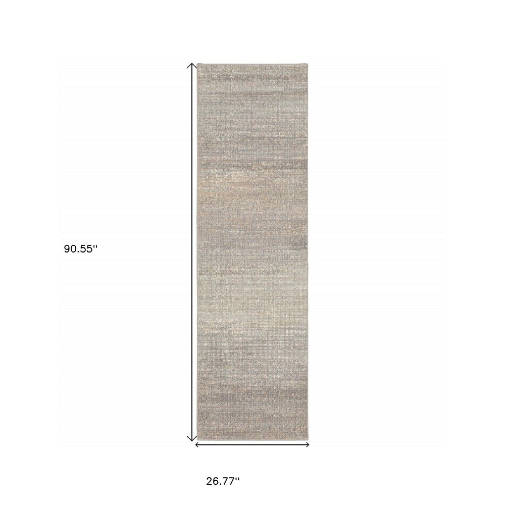 10' X 13' Gray And Green Abstract Distressed Area Rug