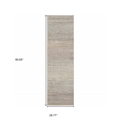 10' X 13' Gray And Green Abstract Distressed Area Rug