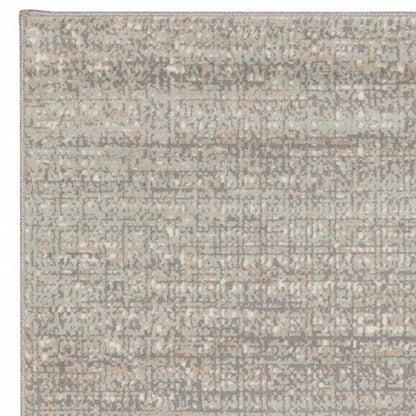 10' X 13' Gray And Green Abstract Distressed Area Rug