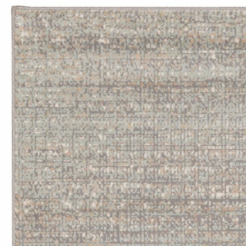 10' X 13' Gray And Green Abstract Distressed Area Rug