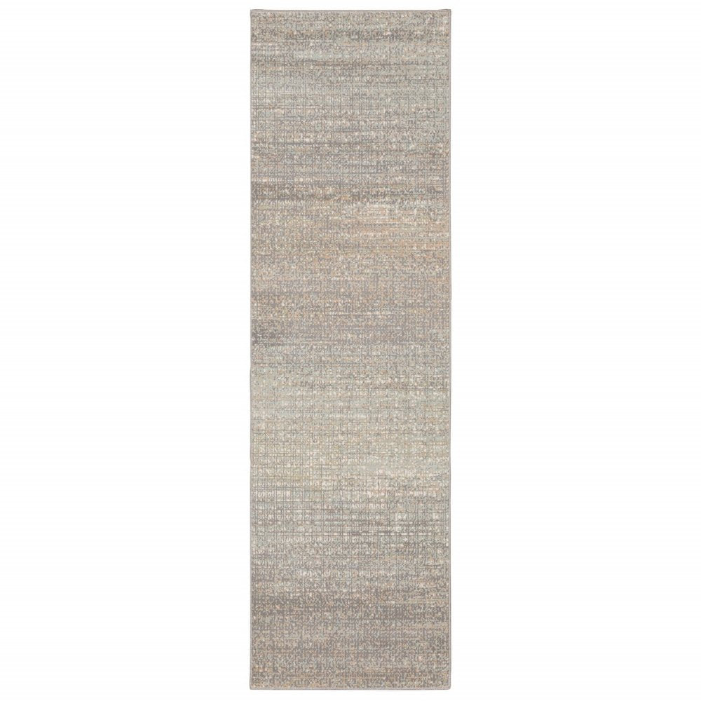 10' X 13' Gray And Green Abstract Distressed Area Rug