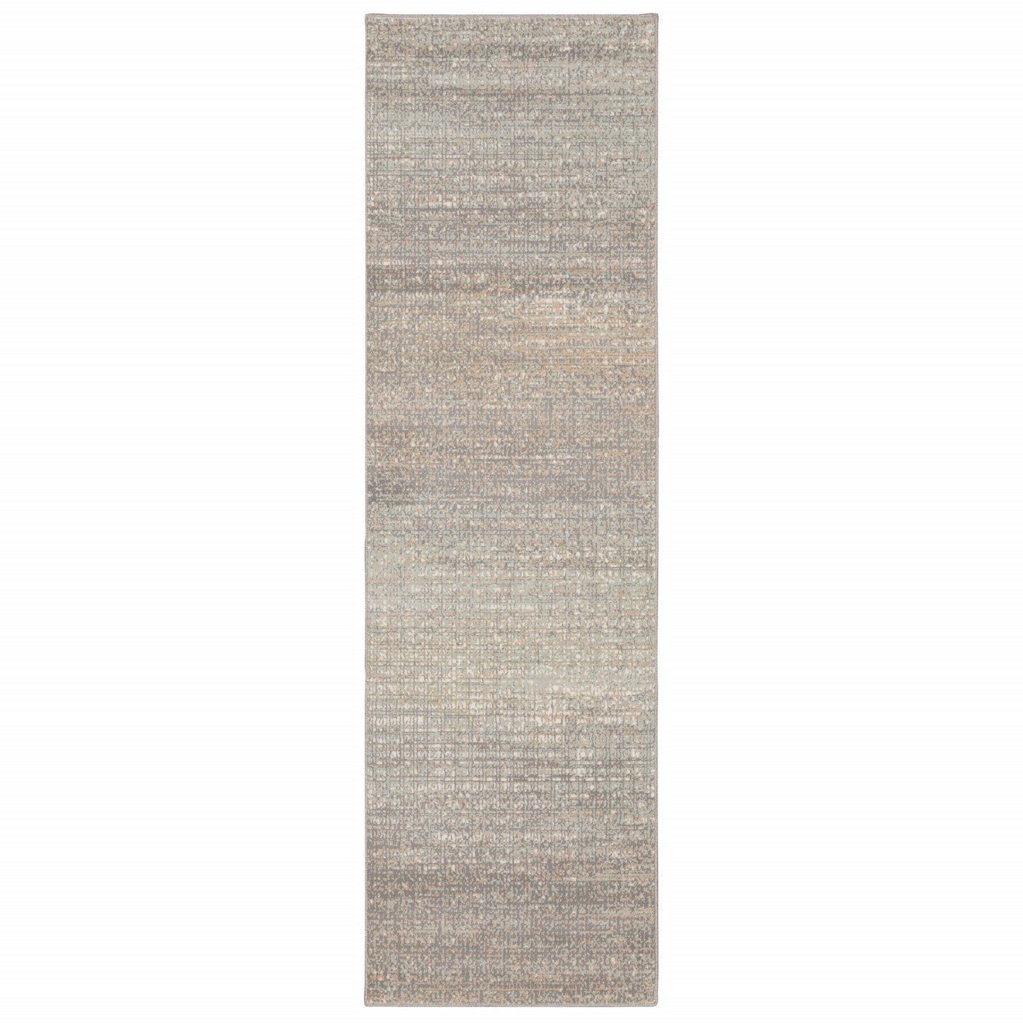 10' X 13' Gray And Green Abstract Distressed Area Rug