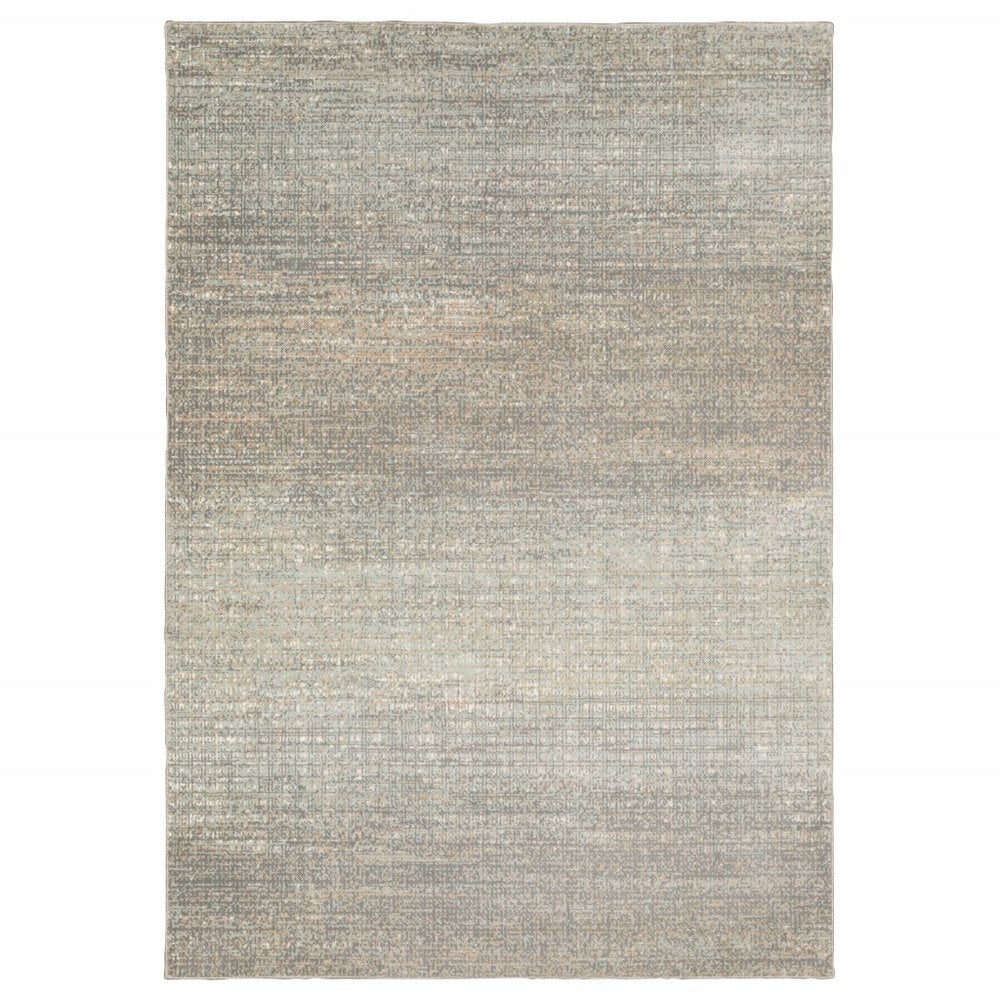 10' X 13' Gray And Green Abstract Distressed Area Rug