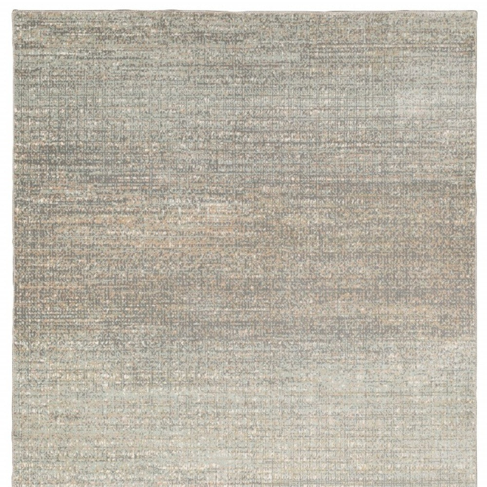 10' X 13' Gray And Green Abstract Distressed Area Rug