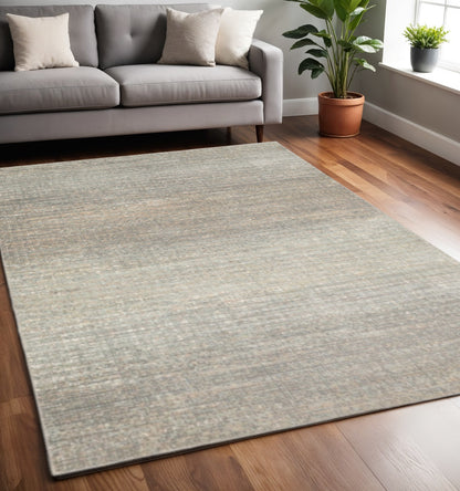 10' X 13' Gray And Green Abstract Distressed Area Rug