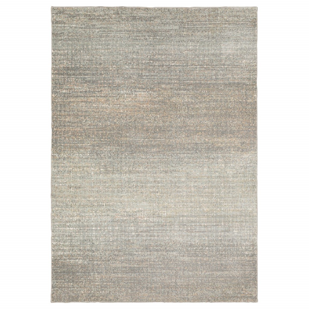 10' X 13' Gray And Green Abstract Distressed Area Rug