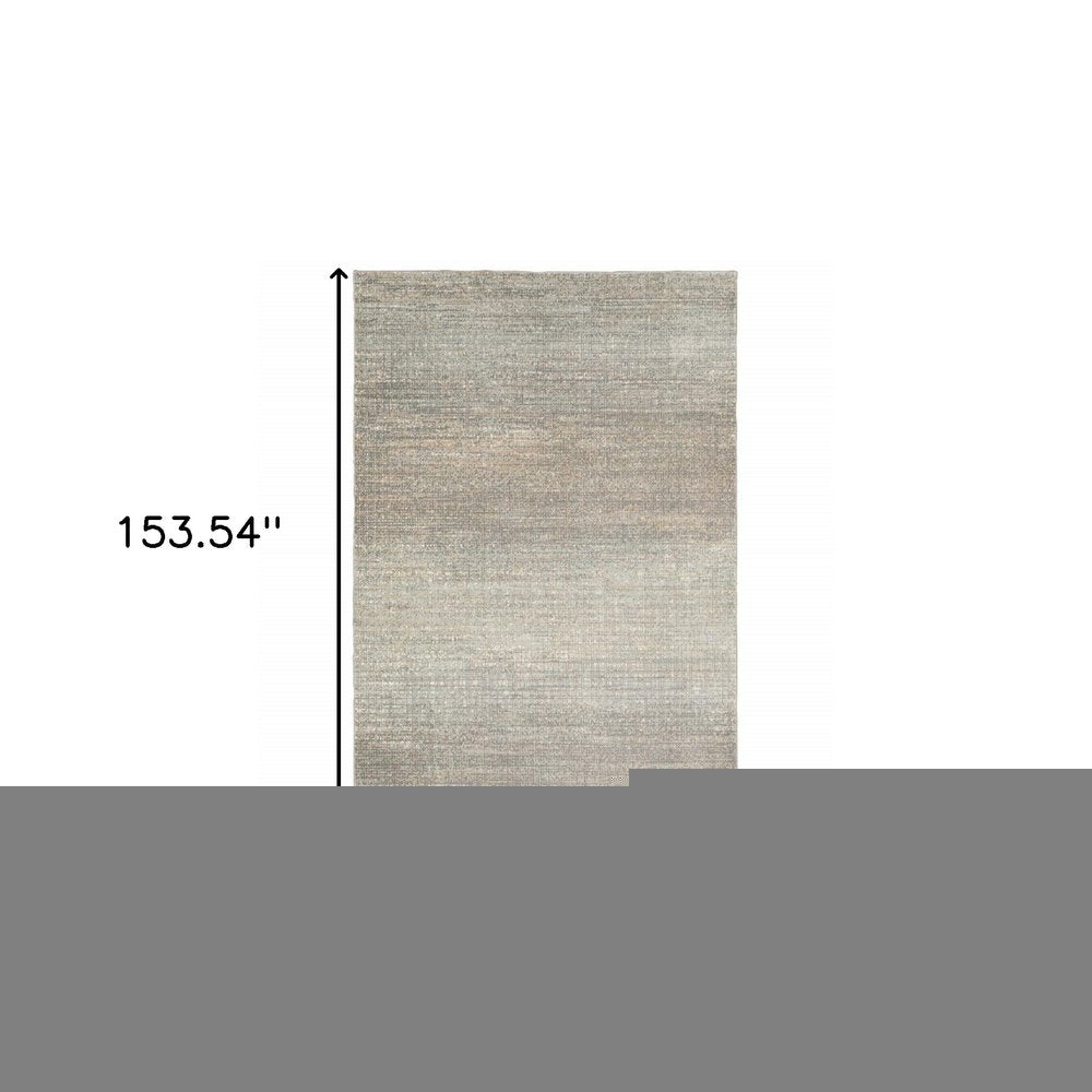 10' X 13' Gray And Green Abstract Distressed Area Rug