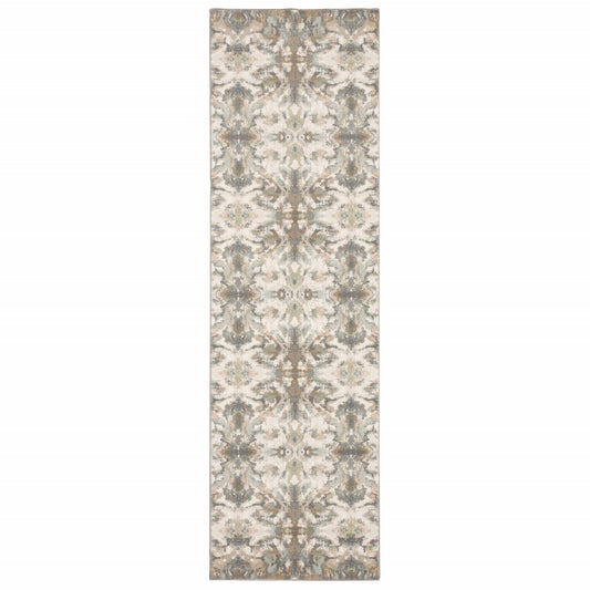 6' X 9' Ivory Gray Abstract Ikat Indoor Area Rug