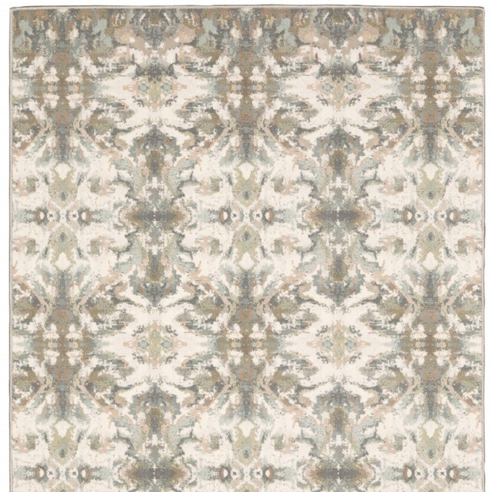 6' X 9' Ivory Gray Abstract Ikat Indoor Area Rug