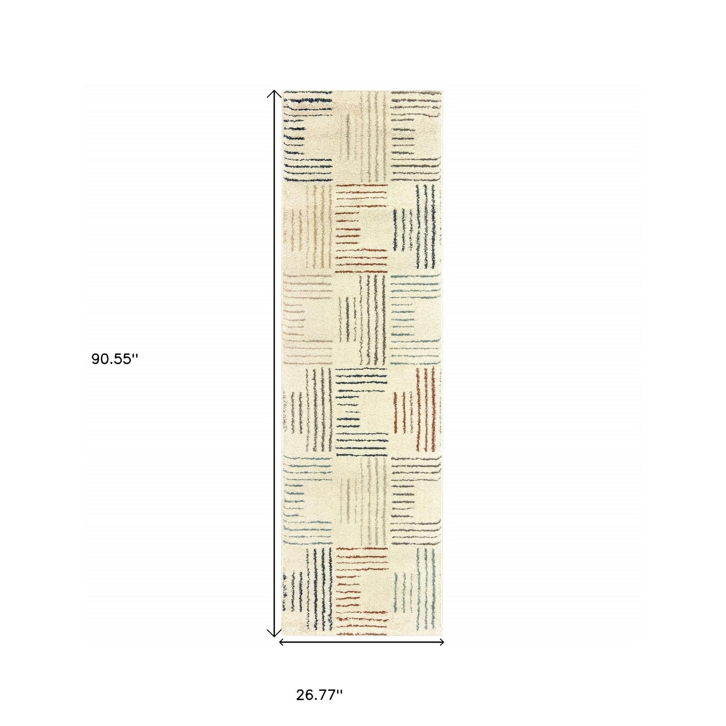 7' X 10' Ivory Multi Neutral Tone Scratch Indoor Area Rug