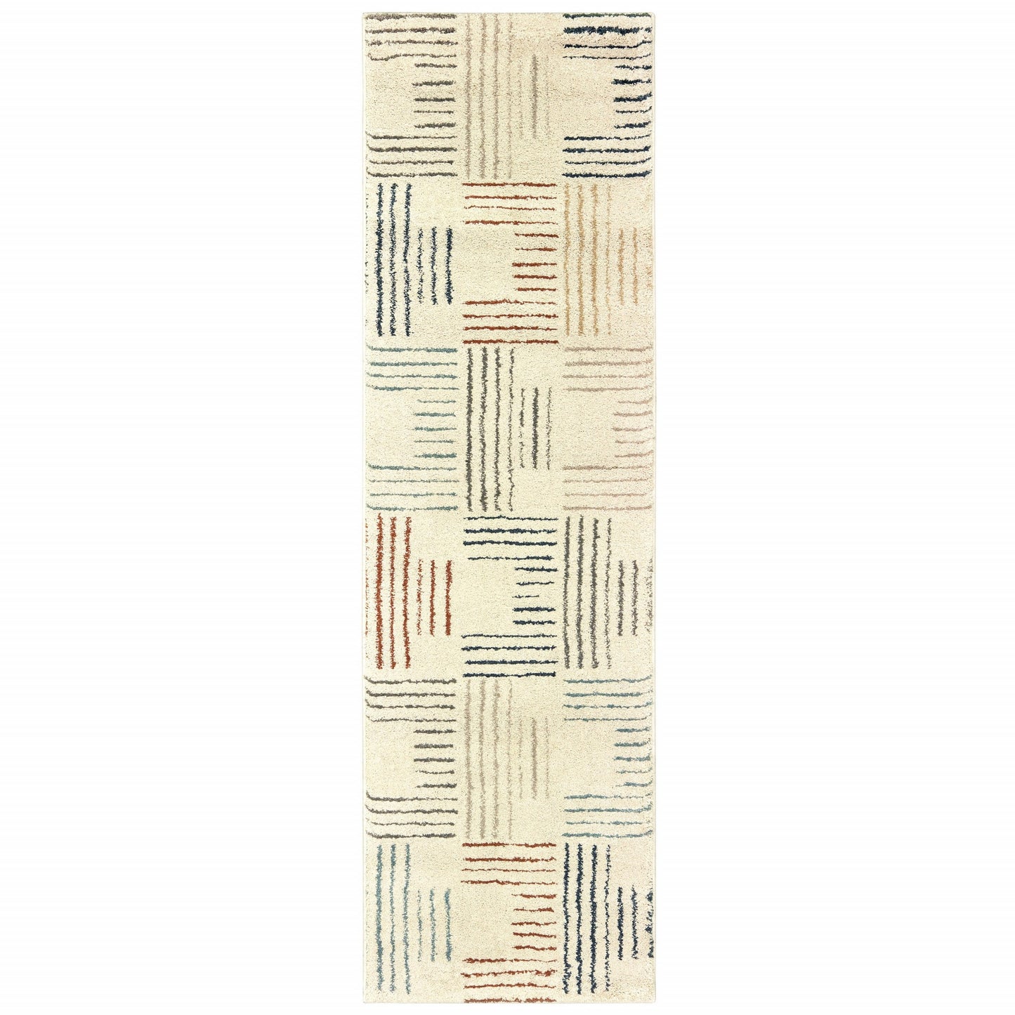 7' X 10' Ivory Multi Neutral Tone Scratch Indoor Area Rug