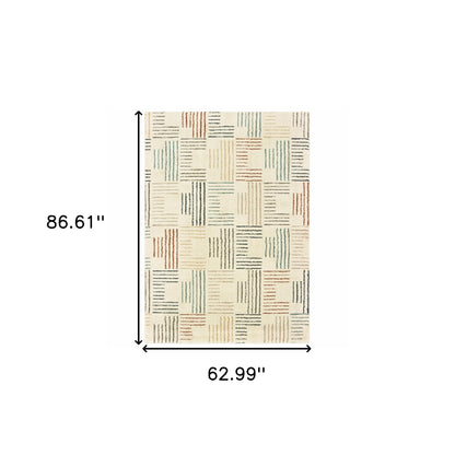 8' Ivory Multi Neutral Tone Scratch Indoor Runner Rug