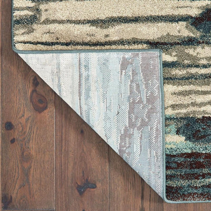 6' X 9' Ivory Blue And Gray Abstract Area Rug