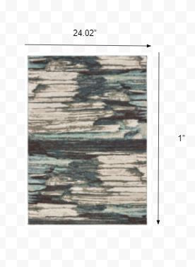 9' X 12' Ivory Blue Gray Abstract Layers Indoor Area Rug