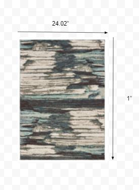 7' X 10' Ivory Blue Gray Abstract Layers Indoor Area Rug