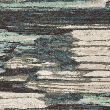 2' X 3' Ivory Blue Gray Abstract Layers Indoor Accent Rug