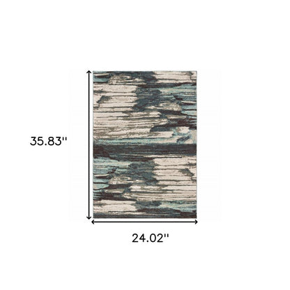 6' X 9' Ivory Blue And Gray Abstract Area Rug