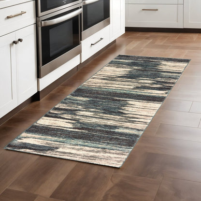 2' X 3' Ivory Blue Gray Abstract Layers Indoor Accent Rug