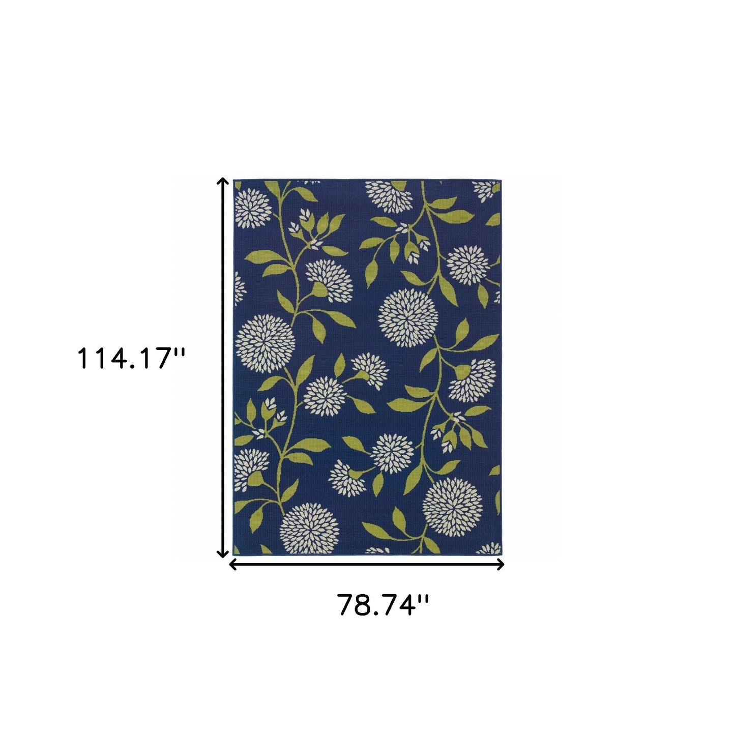 2' X 5' Blue and Green Floral Indoor Outdoor Area Rug