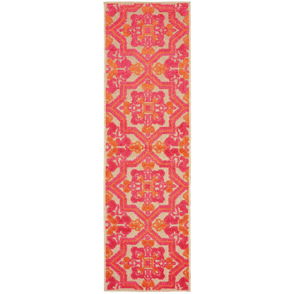 4' X 5' Pink and Orange Medallion Indoor Outdoor Area Rug