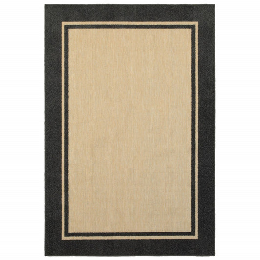 4' x 5' Beige and Black Indoor Outdoor Area Rug