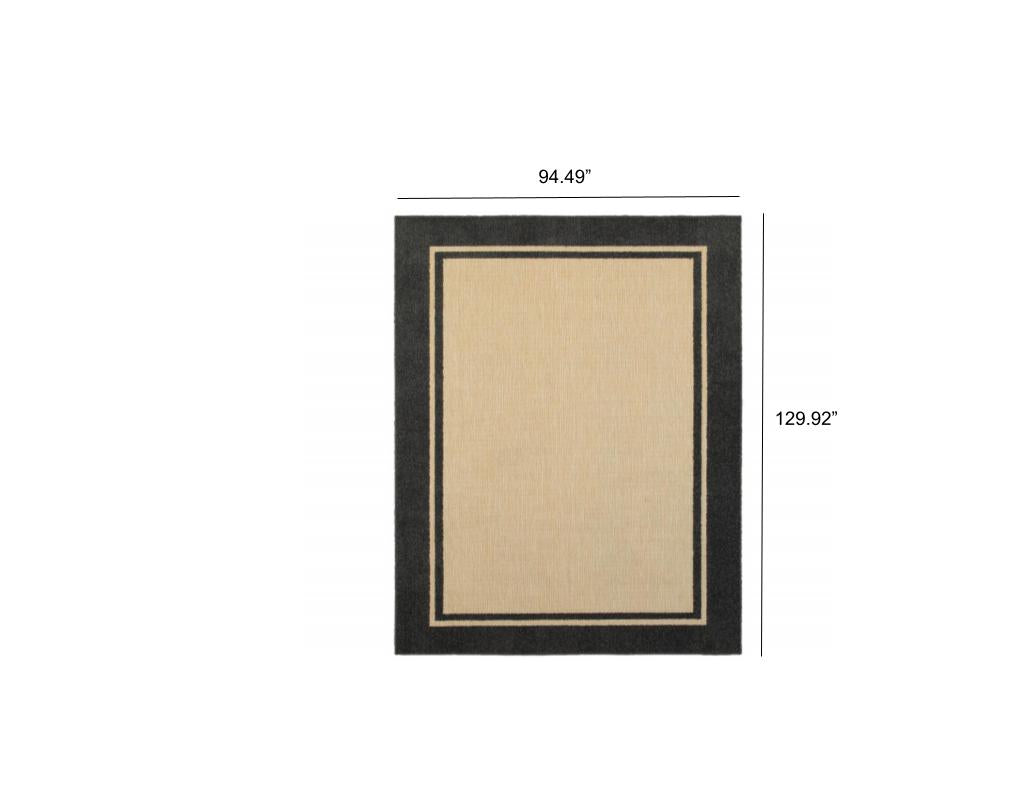 2' X 8' Beige and Black Indoor Outdoor Area Rug