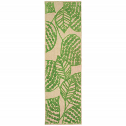 8' Green Floral Indoor Outdoor Area Rug