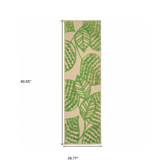 Green Floral Indoor Outdoor Area Rug