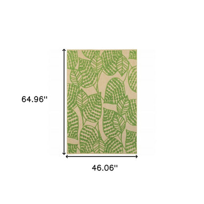 8' Green Floral Indoor Outdoor Area Rug