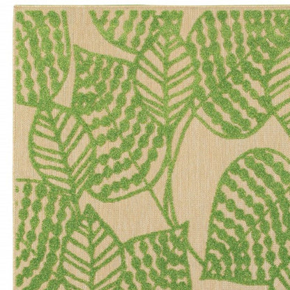 8' Green Floral Indoor Outdoor Area Rug