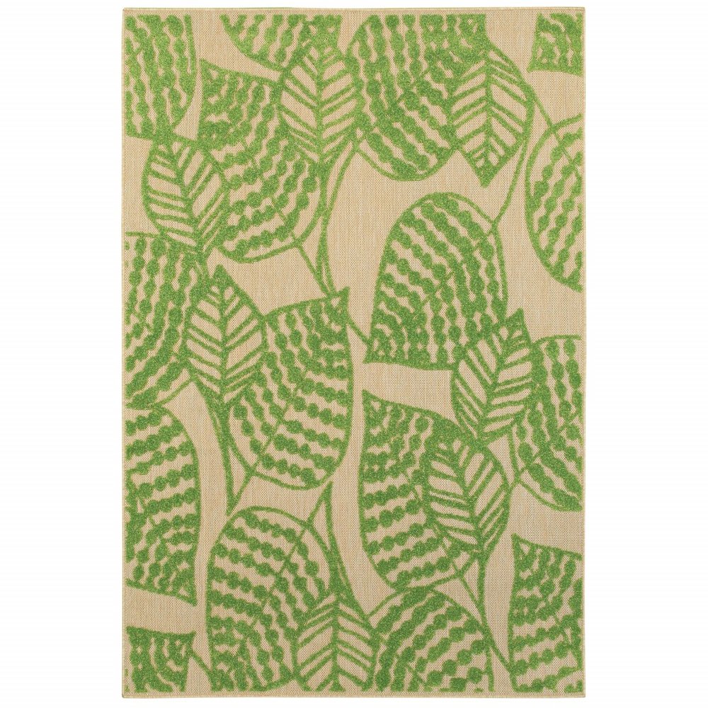 8' Green Floral Indoor Outdoor Area Rug