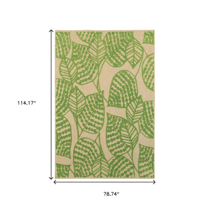 8' Green Floral Indoor Outdoor Area Rug
